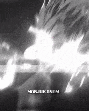 a black and white image with the words marjuk anam on the bottom right