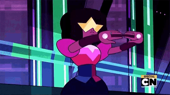 a cartoon character is taking a picture of herself with a special cn logo in the corner