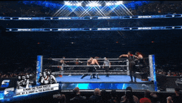 a wrestling match between sam jey & jimmy vs the bloodline