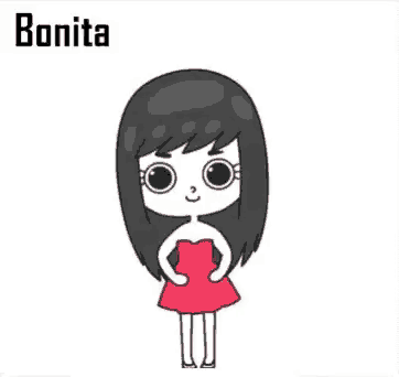 a cartoon of a girl in a red dress with the words bonita porem rejeitada