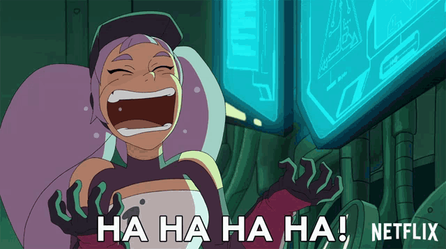 a cartoon of a woman laughing with the words ha ha ha ha netflix written below her