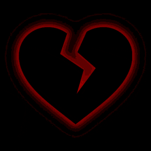 a broken heart with a lightning bolt in it