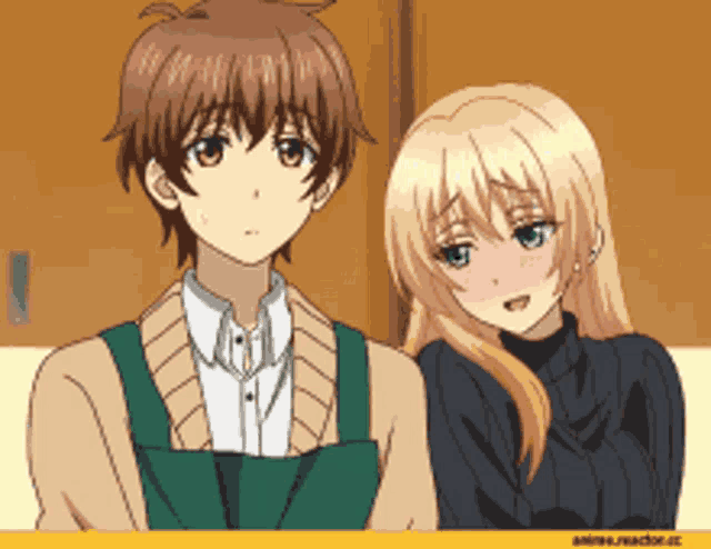 a boy and a girl are standing next to each other in a pixel art