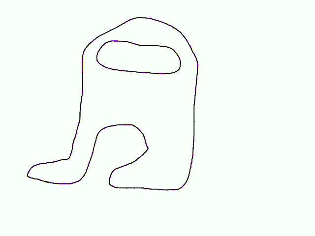 a drawing of a yellow object with a hole in it