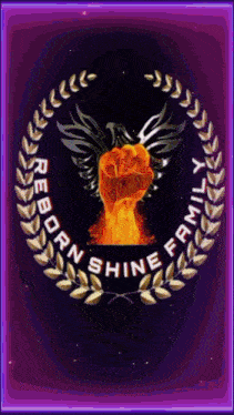 a logo for the reborn shine family has a fist in the center