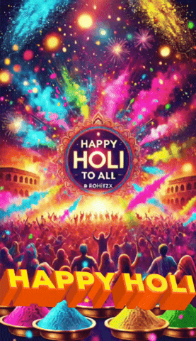 a happy holi to all poster with a crowd of people
