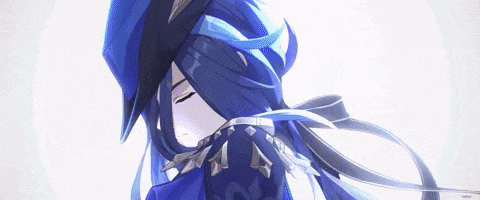 a girl with long blue hair is wearing a hat