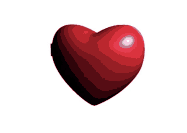 a red heart on a white background that looks like it is floating in the air