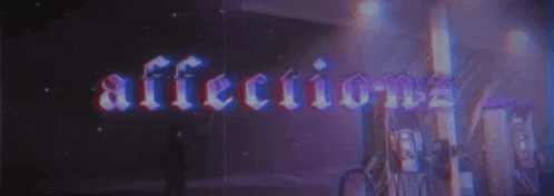a man is standing in front of a sign that says `` affection '' .