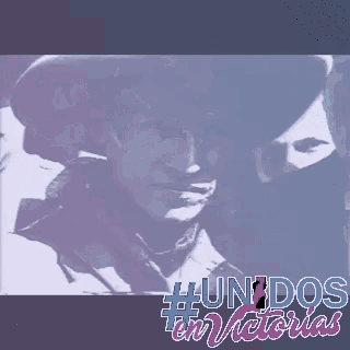 a black and white photo of a man with the words #unidos en victorias on the bottom
