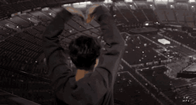 a man is standing in an empty stadium with a watermark that says mp4