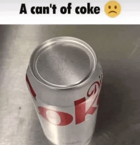 a can 't of coke with a sad face