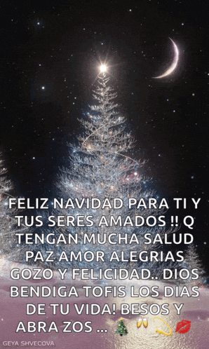 a christmas tree with the words feliz navidad para ti and tus seres amados