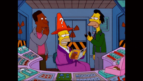 a cartoon of homer simpson reading a book