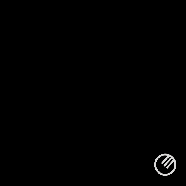 a drawing of a shoe on a black background with a white circle with the letter m on it