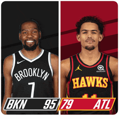 a brooklyn nets player and a hawks player are shown side by side