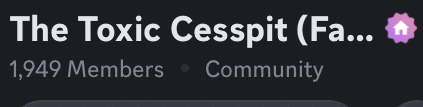 a screenshot of the toxic cesspit community with 1,949 members