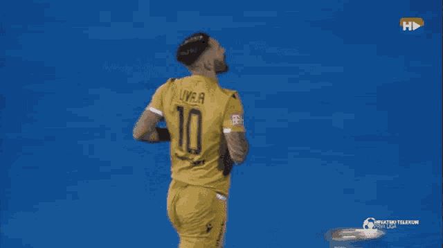 a soccer player with the number 10 on his shirt