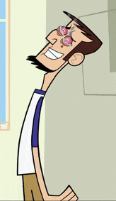 a cartoon man with a very long neck is smiling with tears coming out of his eyes