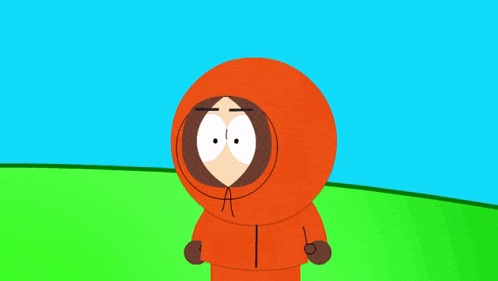 a cartoon character named kenny from south park is standing in a field