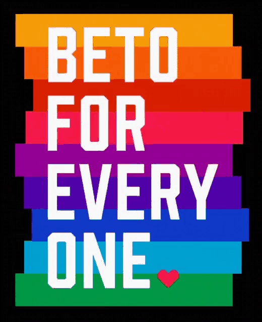 a sign that says " beto for every one " with rainbow stripes