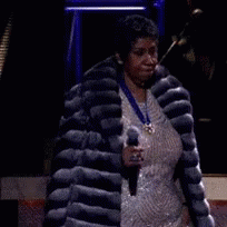 Aretha Franklin Coat Drop GIF - Aretha Franklin Coat Drop Fur Coat GIFs