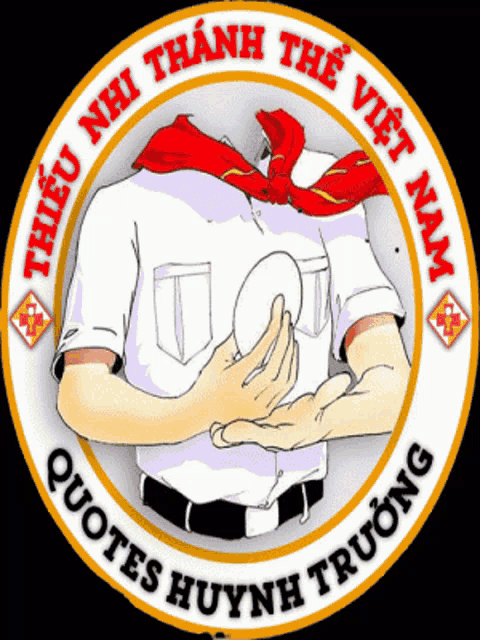 a logo for quotes huynh truong shows a man holding something