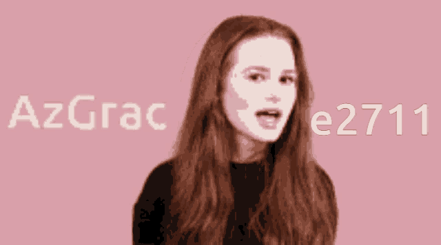 a woman with her mouth open and azgrac e2711 in white letters