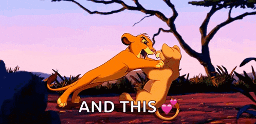 a lion and a lioness from the movie the lion king are kissing