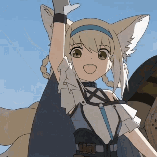 a drawing of a girl with a fox 's ears and tail