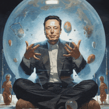 a man in a suit is sitting in a lotus position in front of a globe