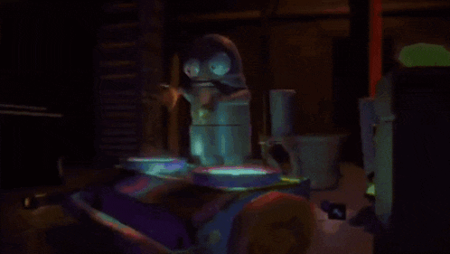 a painting of a ghost in a dark room with a toilet