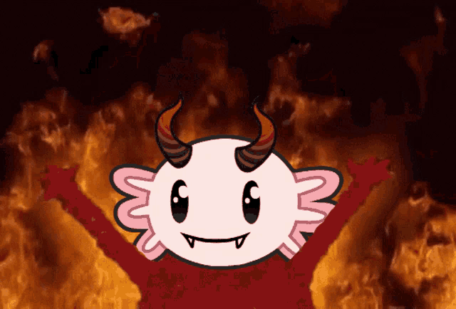 a cartoon of a devil with horns and teeth