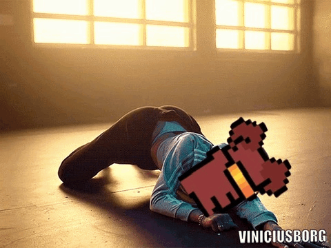 a pixelated image of a person laying on the floor with the words vinciusborg below them