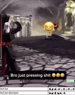 a screenshot of a video game with the words bro just pressing shit on it