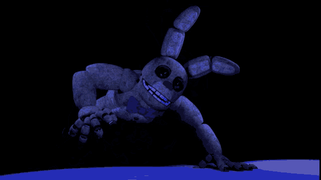a gray bunny rabbit with a blue smile on its face