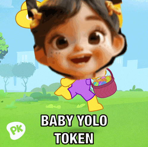 a cartoon of a baby with the words baby yolo token below her