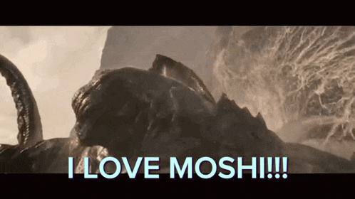 a monster is laying in the water and says i love mosh !!!