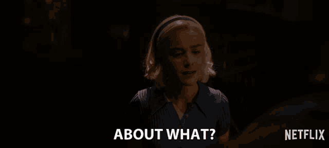 a woman in a blue shirt says about what