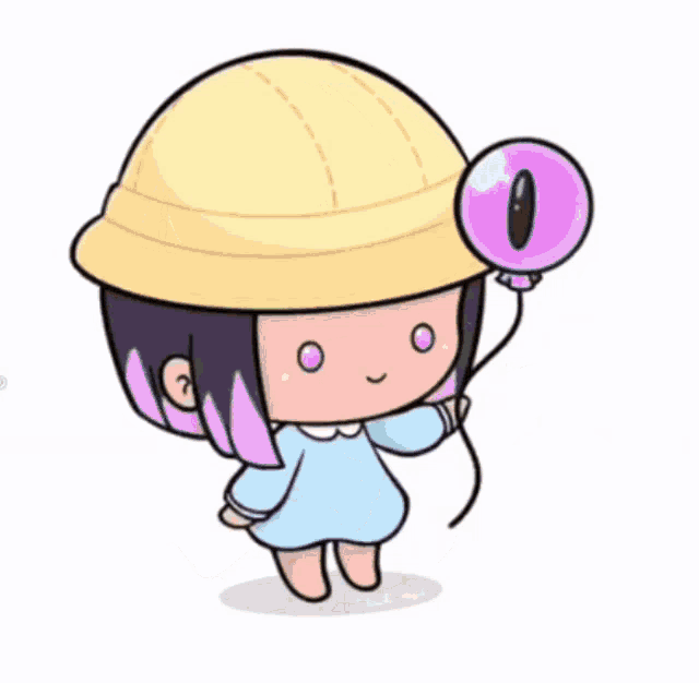 a cartoon of a baby wearing a blue mask and holding a purple marker