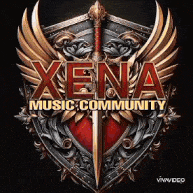 a shield with a sword and the words xena music community