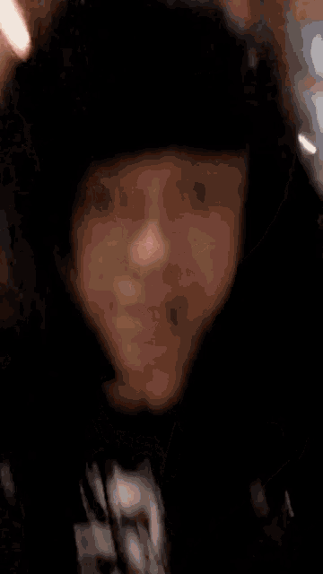 a close up of a person 's face with a nose ring