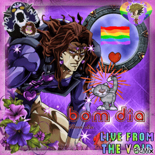 a picture of a man holding a heart with the words bom dia live from the voix