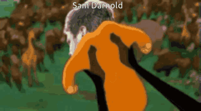 a cartoon character with the name sam darnold on the bottom right