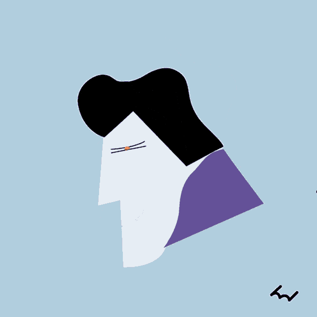 a cartoon drawing of a man with chopsticks in his mouth and the letter w on the bottom