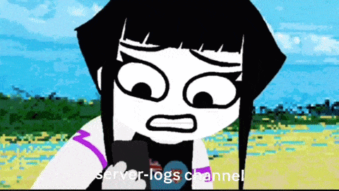 a cartoon character says server-logs channel in the corner