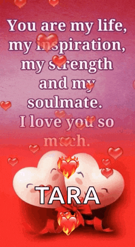 a picture of a cloud with hearts and the name tara