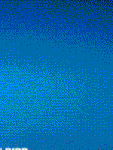 a silhouette of a woman with a ponytail standing in front of a blue background
