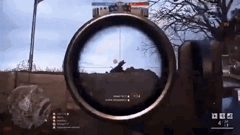 a person is playing a video game and looking through a sniper scope