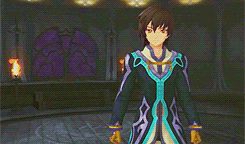 a cartoon character is standing in a dark room with a purple door in the background .